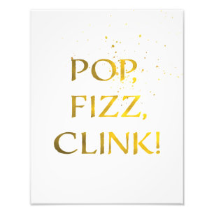 Foto Relieve metalizado dorado POP, FIZZ, CLINK Wedding