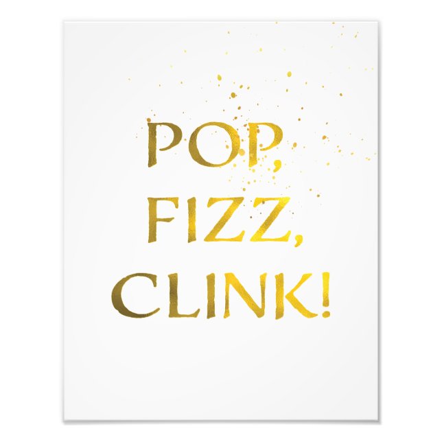Foto Relieve metalizado dorado POP, FIZZ, CLINK Wedding (Frente)