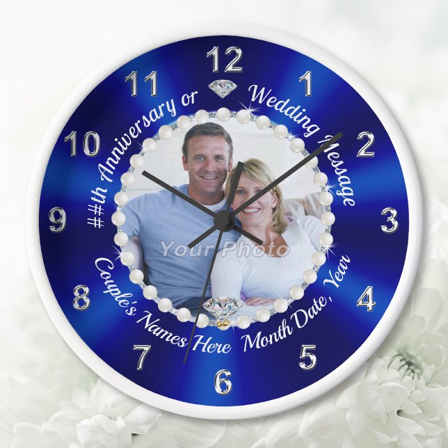 Foto, reloj de aniversario personalizado, CUALQUIE (60th wedding anniversary Clock. Diamond Anniversary Clock. 65 year, 45th wedding anniversary gifts. )