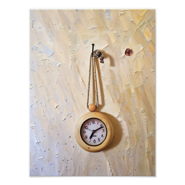 Foto Reloj de madera rústico colgando de textura rústic (Frente)