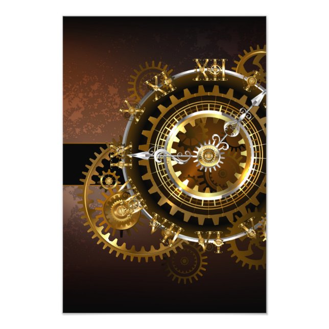 Foto Reloj de vapor con engranajes antiguos (Frente)