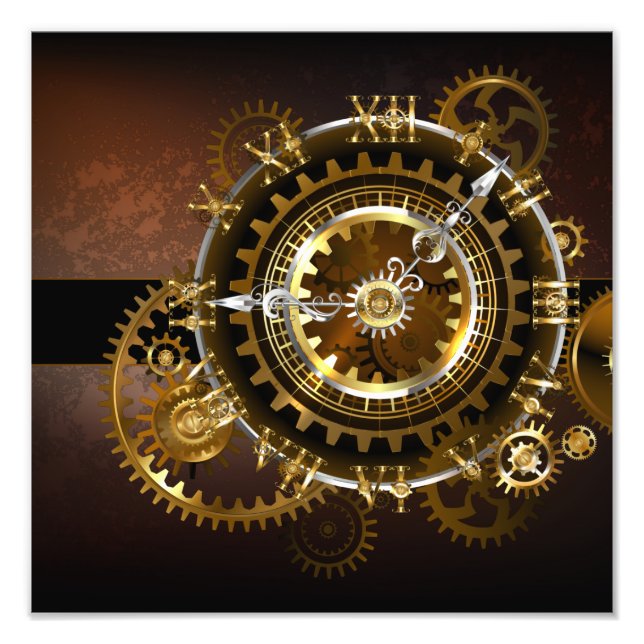 Foto Reloj de vapor con engranajes antiguos (Frente)