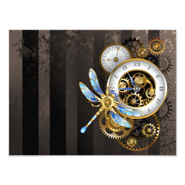 Foto Reloj de vapor con libélula mecánica (Frente)