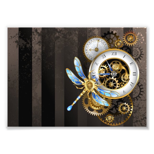 Foto Reloj de vapor con libélula mecánica (Frente)