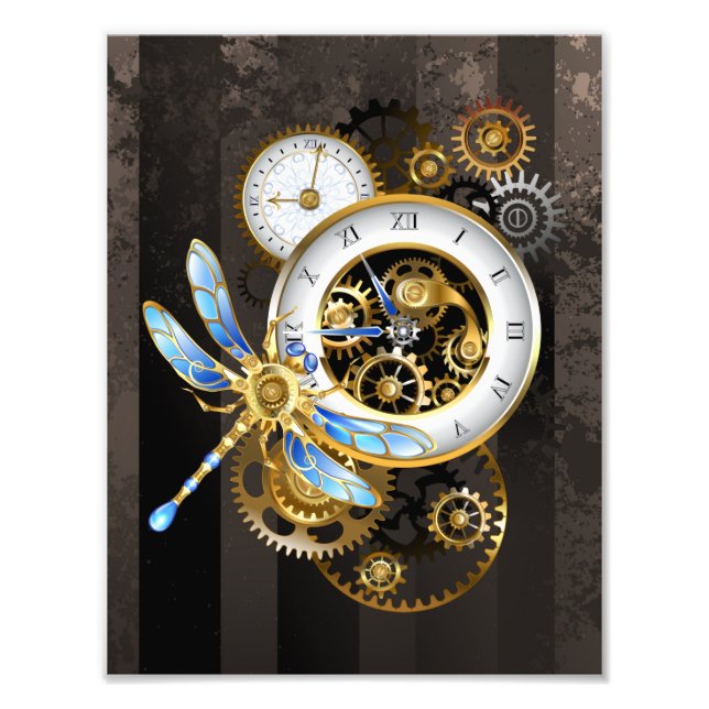 Foto Reloj de vapor con libélula mecánica (Frente)