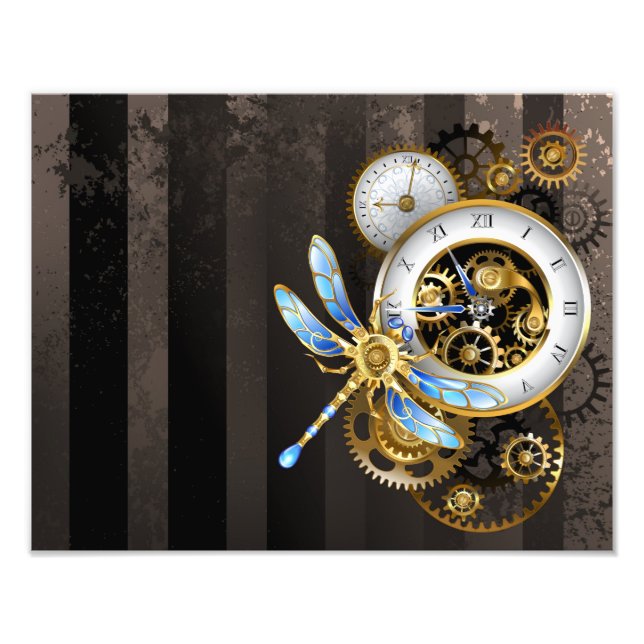Foto Reloj de vapor con libélula mecánica (Frente)
