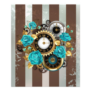 Foto Reloj Steampunk y rosas turquesas a rayas