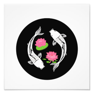 Foto Remolino minimalista de peces koi con lirios de ag