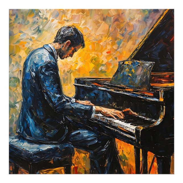 Foto Reproductor de piano - Pintura de aceite (Frente)