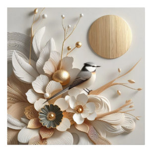 Foto Resumen de Florals y Aves con Sol: Oro, Blanco
