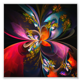 Foto Resumen floral moderno Patrón azul rojo del arte #