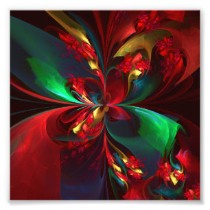 Foto Resumen floral moderno Patrón verde rojo del arte 