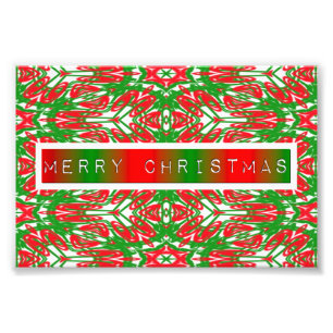 Foto Resumen rojo, blanco y verde de copos de nieve