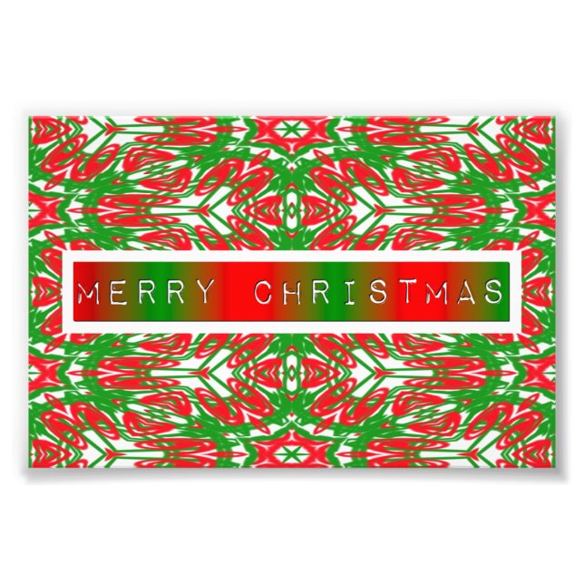 Foto Resumen rojo, blanco y verde de copos de nieve (Frente)