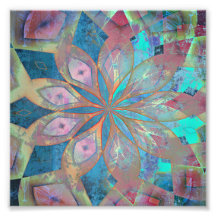 Resumen rosa y azul Mandala Tile