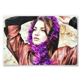 Foto Retrato Artístico De Mujer Con Cubierta Morada
