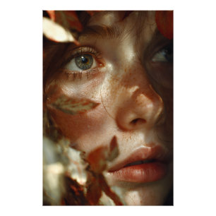 Foto Retrato coronado de hojas de otoño con pecas