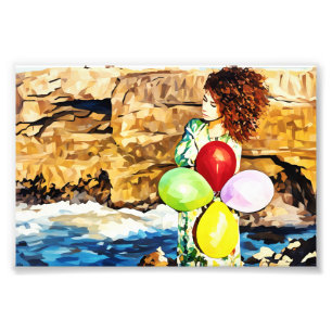 Foto Retrato costero soñado con globos y olas
