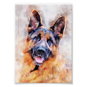 Foto Retrato de acuarela de perro pastor alemán 01