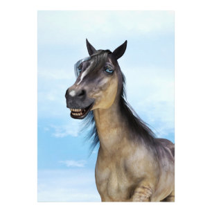 Foto Retrato de Arte de Caballo con Sonrisa Divertida