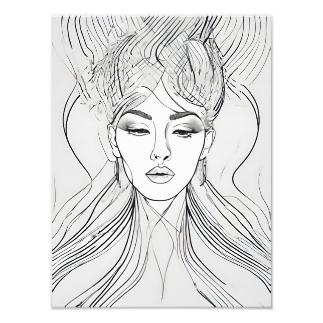 Foto Retrato de arte de línea elegante moderno (Frente)