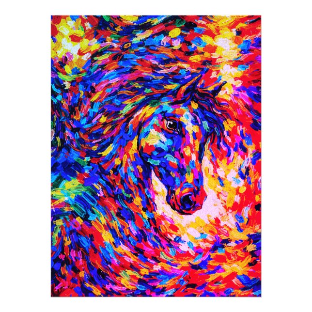 Foto Retrato de caballo abstracto colorido con empaste (Frente)