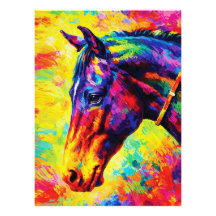 Retrato de caballo vibrante con empaste Colorido s