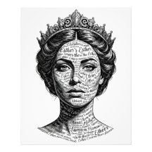 Retrato de Caligrafía de la Reina Esther - Escritu