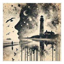 Retrato de doble exposición con cielo estrellado l