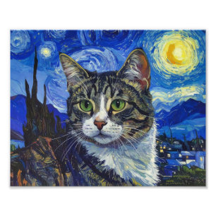 Foto Retrato de gato de Vincent Van Gogh Noche estrella