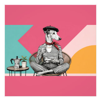 Foto Retrato de Greyhound con café en estilo Pop Art el