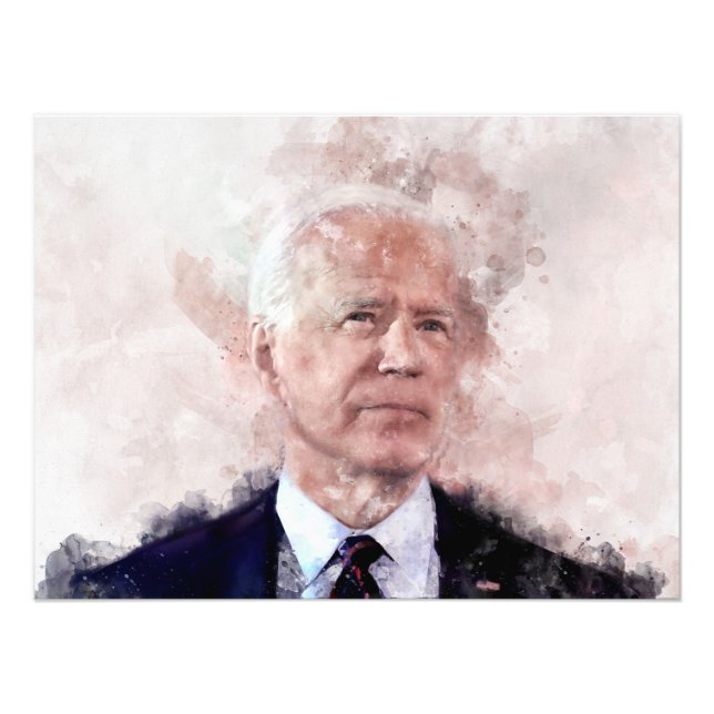 Foto Retrato de Joe Biden en acuarela (Frente)