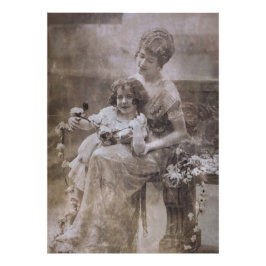 Foto Retrato de madre e hijo de la vieja Sepia