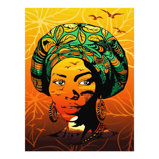 Foto Retrato de mujer africana con puesta de sol (Frente)