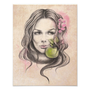 Foto Retrato de mujer con manzana y flor Arte surrealis