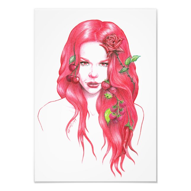 Foto Retrato de mujer de cabello rojo Fantasía surreali (Frente)