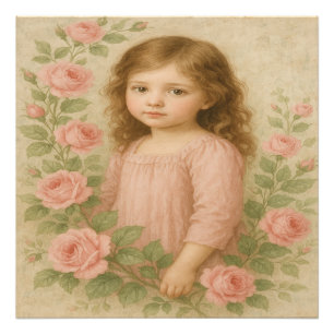 Foto Retrato de niña rosa vintage