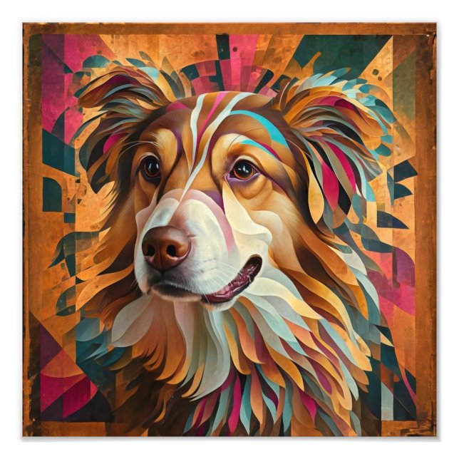 Foto Retrato de perro geométrico abstracto - Arte digit (Frente)