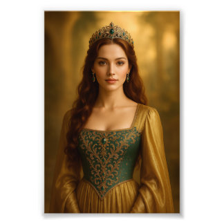 Foto Retrato de princesa real en esmeralda y oro