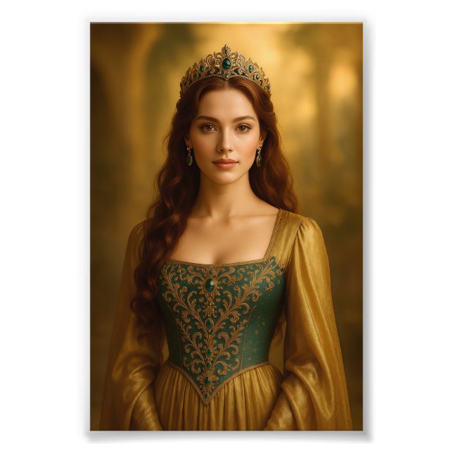 Foto Retrato de princesa real en esmeralda y oro (Frente)