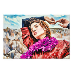 Foto Retrato de una mujer relajándose en un vibrante ex