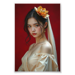 Foto Retrato elegante de una joven con Lotu dorado