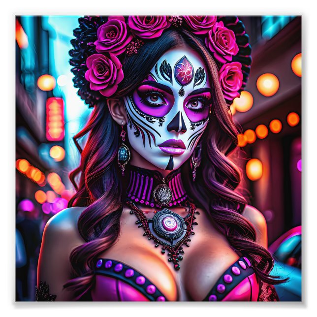 Foto Retrato glamoroso Día de los Muertos Catrina con (Frente)