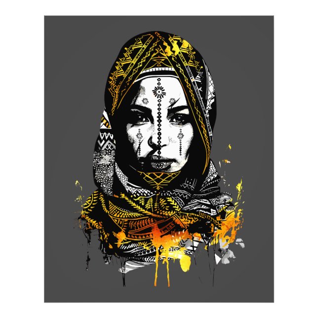 Foto Retrato Intrincado de Mujer Tribal (Frente)