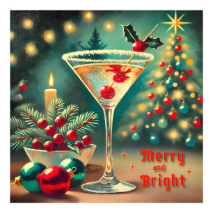 Foto Retro 50s Cóctel Martini de Navidad Alegre y Brill