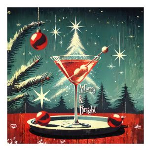 Foto Retro 50s Copo de Nieve de Navidad Martini de árbo