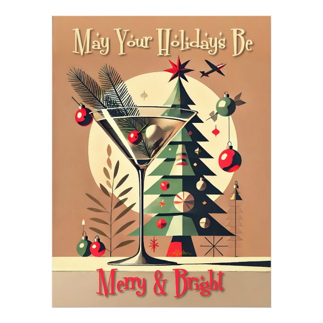 Foto Retro 50s Jet Set Martini de árbol de Navidad (Frente)