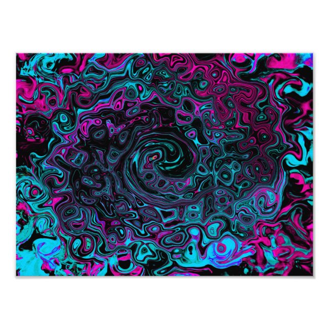 Foto Retro Aqua Magenta y Black Abstract Swirl (Frente)