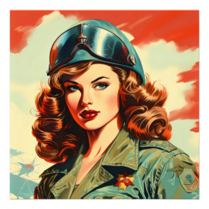 Foto Retro bella mujer soldado