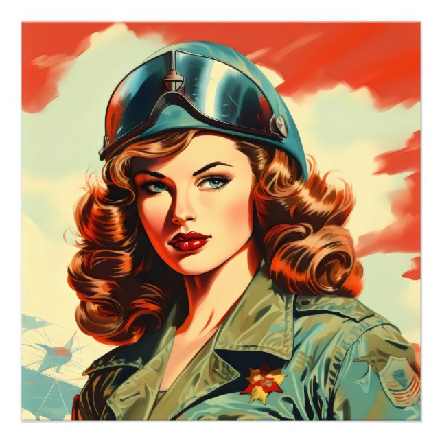 Foto Retro bella mujer soldado (Frente)